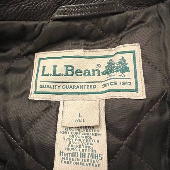 LL Bean Flying Tiger Bomber Goatskin Leather Jacket ThinsulateSize Large - Tall - Picture 4 of 11
